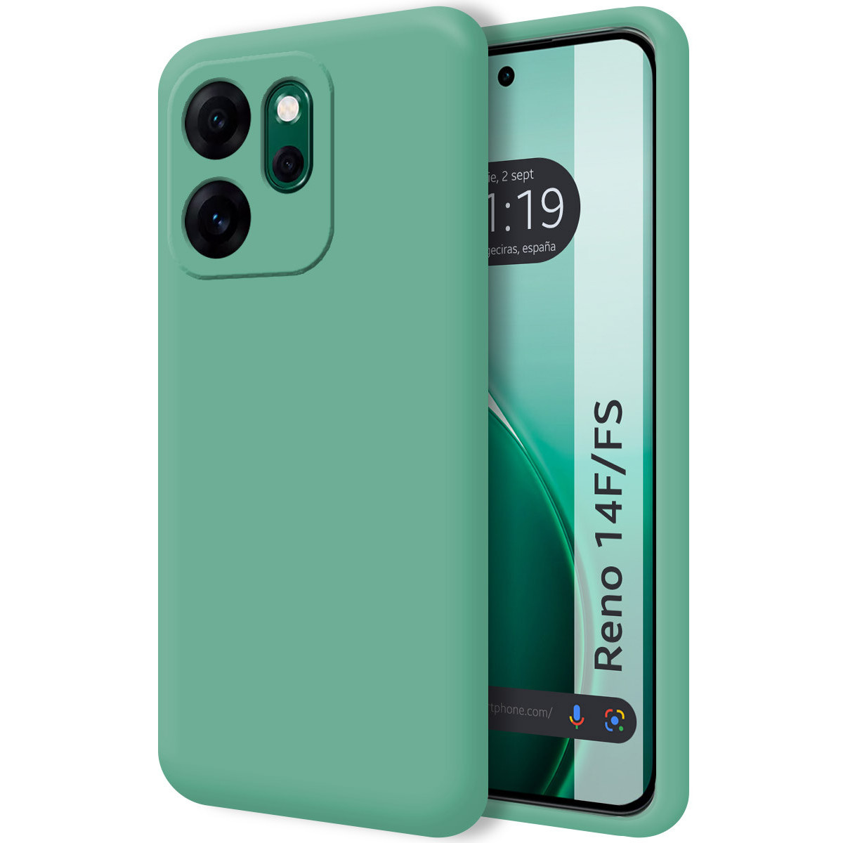 Funda Silicona Líquida Ultra Suave para Oppo Reno 14 F / 14F 5G color Verde