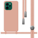 Funda Silicona Líquida con Cordón para Oppo Reno 14 F / 14F 5G color Rosa