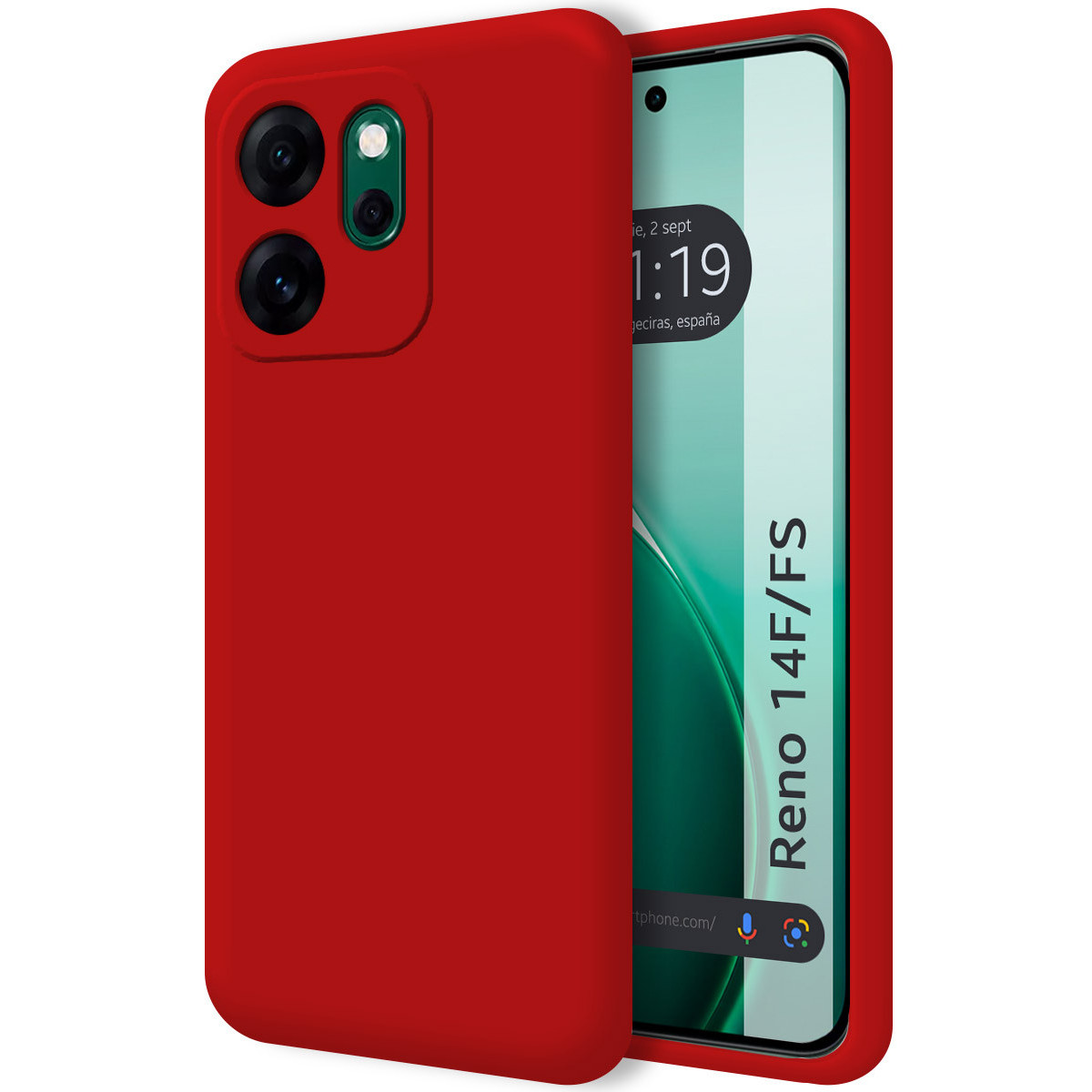 Funda Silicona Líquida Ultra Suave para Oppo Reno 14 FS / 14FS 5G color Roja