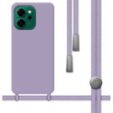 Funda Silicona Líquida con Cordón para Oppo Reno 14 FS / 14FS 5G color Morada