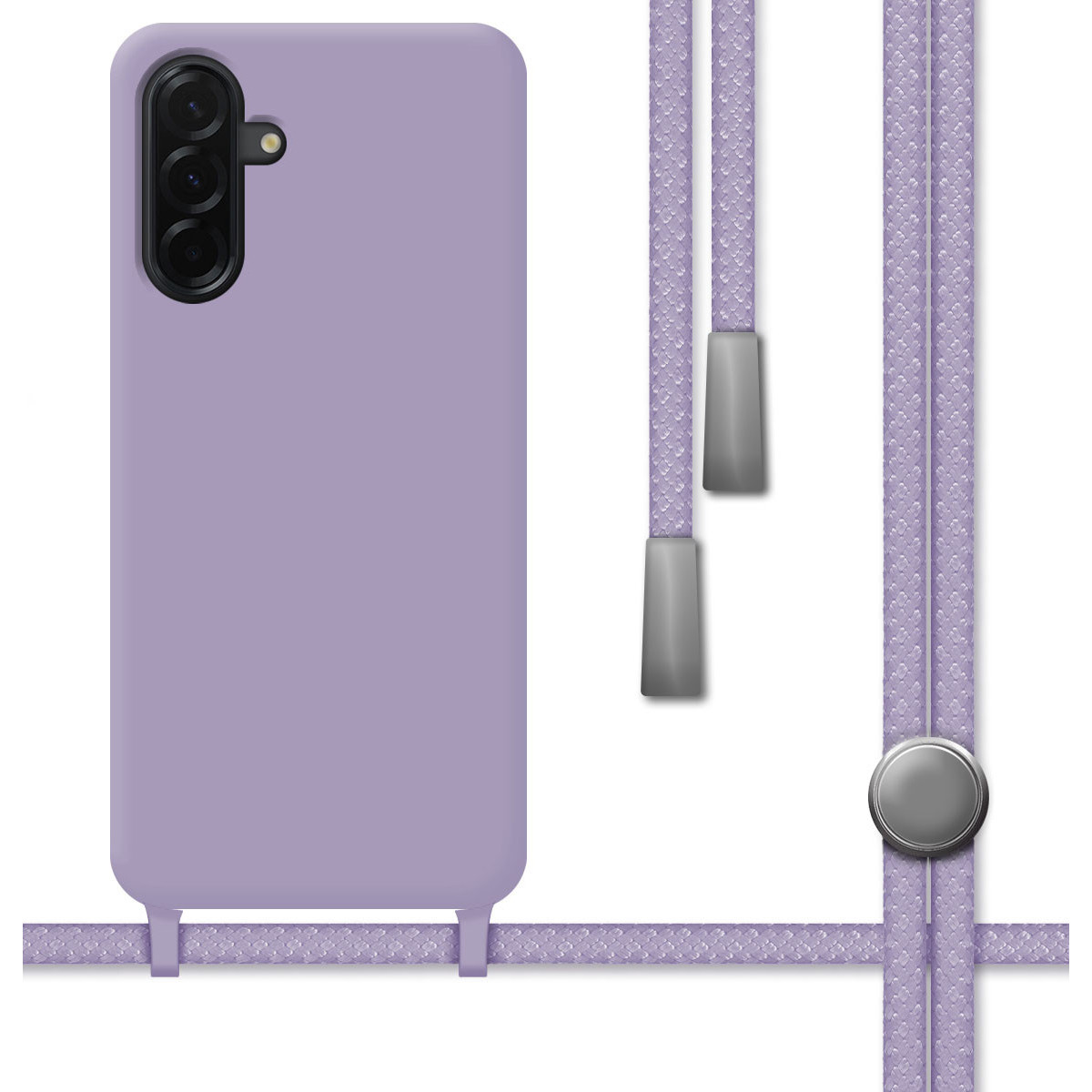 Funda Silicona Líquida con Cordón para Samsung Galaxy A17 4G / 5G color Morada