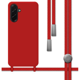 Funda Silicona Líquida con Cordón para Samsung Galaxy A17 4G / 5G color Roja