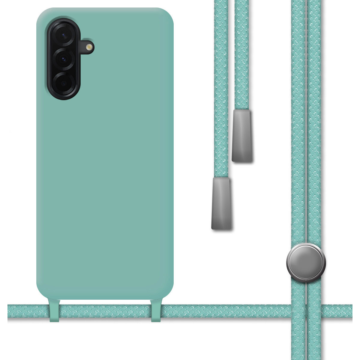 Funda Silicona Líquida con Cordón para Samsung Galaxy A17 4G / 5G color Verde