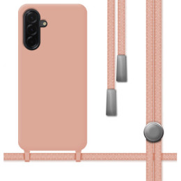 Funda Silicona Líquida con Cordón para Samsung Galaxy A17 4G / 5G color Rosa