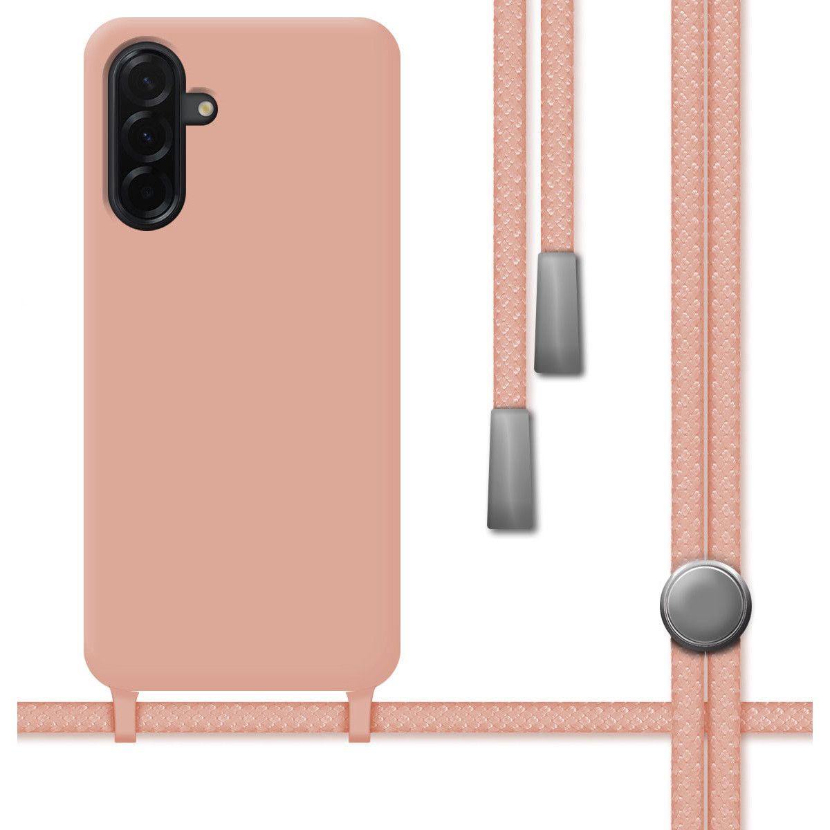 Funda Silicona Líquida con Cordón para Samsung Galaxy A17 4G / 5G color Rosa