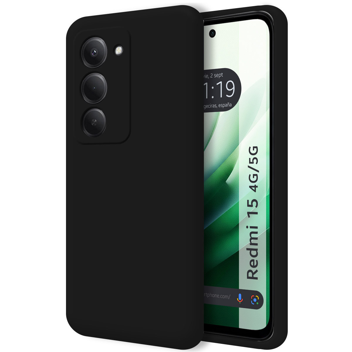 Funda Silicona Líquida Ultra Suave para Xiaomi Redmi 15 4G / 5G color Negra