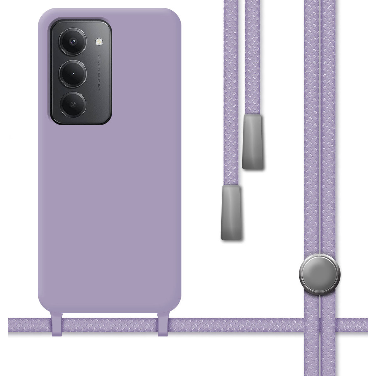 Funda Silicona Líquida con Cordón para Xiaomi Redmi 15 4G / 5G color Morada