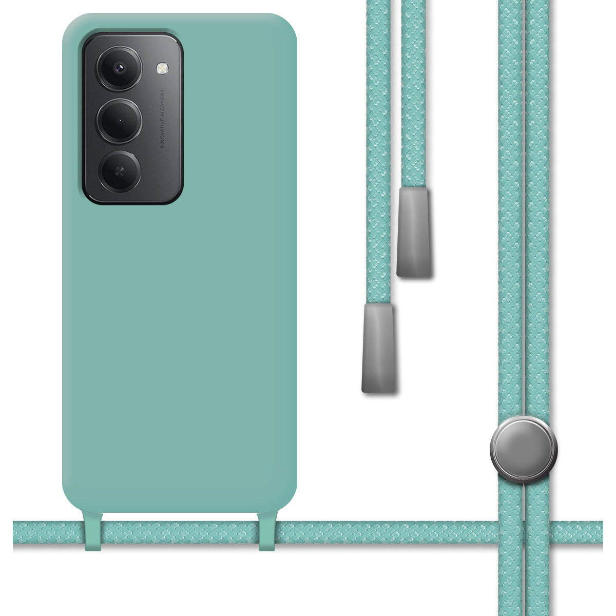 Funda Silicona Líquida con Cordón para Xiaomi Redmi 15 4G / 5G color Verde