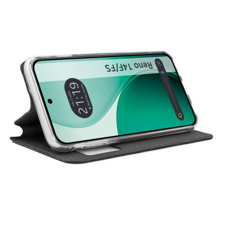 Funda Libro Soporte con Ventana para Oppo Reno 14 F / 14F 5G color Negra