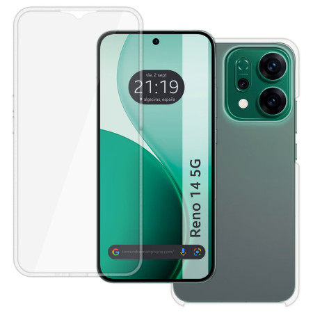 Funda Doble Transparente Pc + Tpu Full Body 360 para Oppo Reno 14 5G