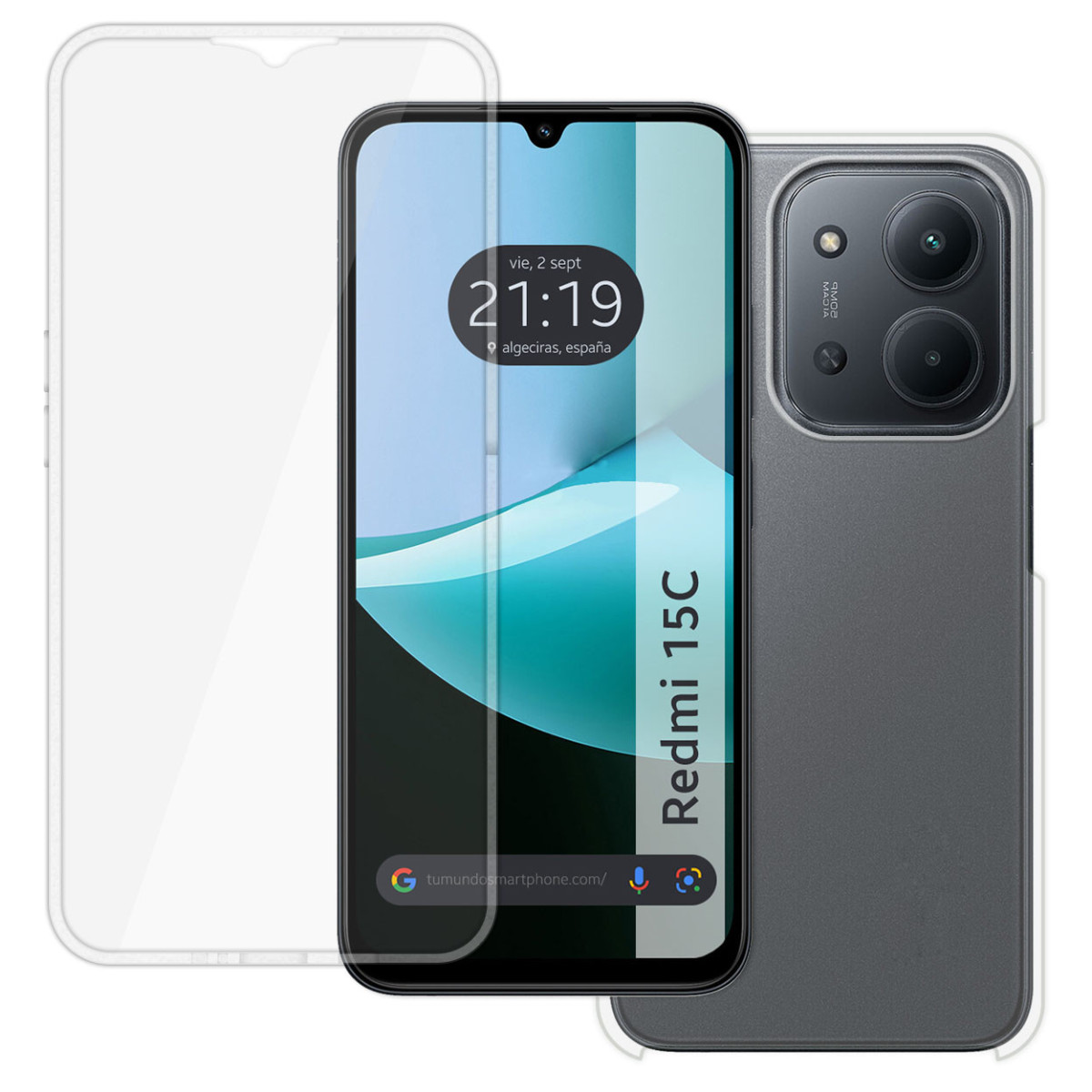 Funda Doble Transparente Pc + Tpu Full Body 360 para Xiaomi Redmi 15C 4G / 5G