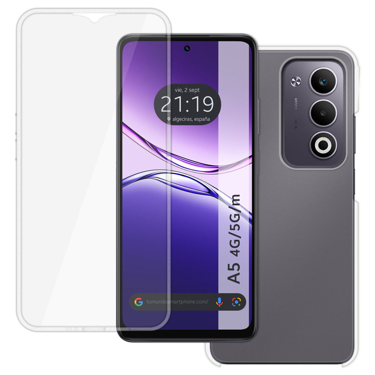 Funda Doble Transparente Pc + Tpu Full Body 360 para Oppo A5m / A5 4G / 5G