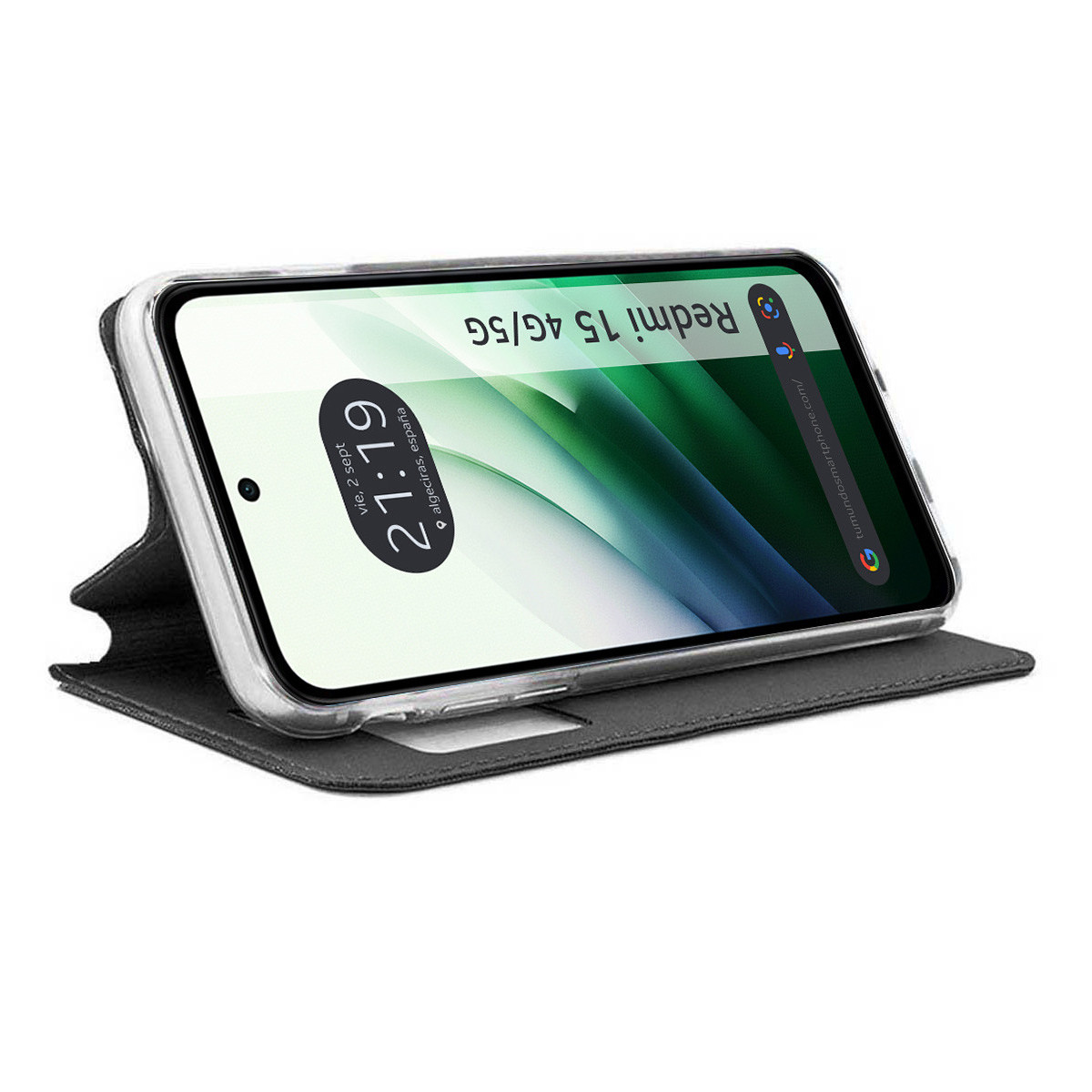 Funda Libro Soporte con Ventana para Xiaomi 15 5G color Negra