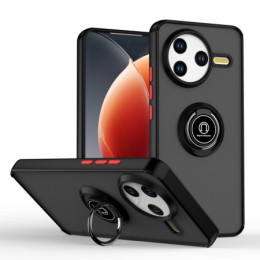 Funda Mate con Borde Negro y Anillo Giratorio 360 para Xiaomi Poco F7 Pro 5G