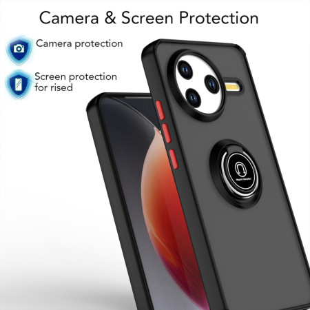 Funda Mate con Borde Negro y Anillo Giratorio 360 para Xiaomi Poco F7 Pro 5G