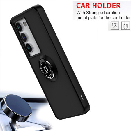 Funda Mate con Borde Negro y Anillo Giratorio 360 para Vivo Y19s