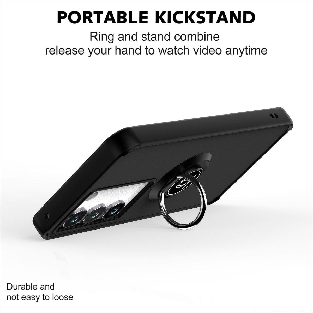 Funda Mate con Borde Negro y Anillo Giratorio 360 para Vivo Y19s