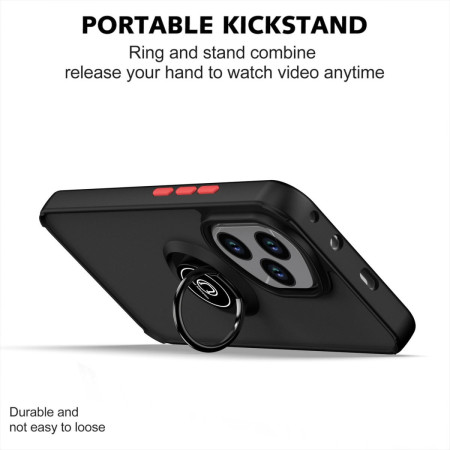 Funda Mate con Borde Negro y Anillo Giratorio 360 para Huawei Honor 400 Lite 5G