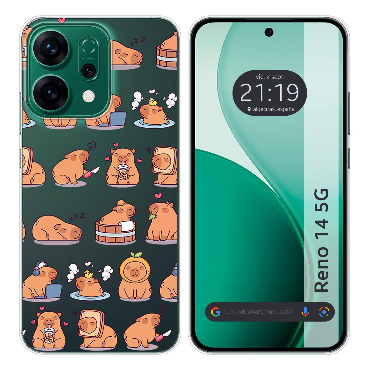 Funda Silicona Transparente para Oppo Reno 14 5G diseño Capibara 01 Dibujos
