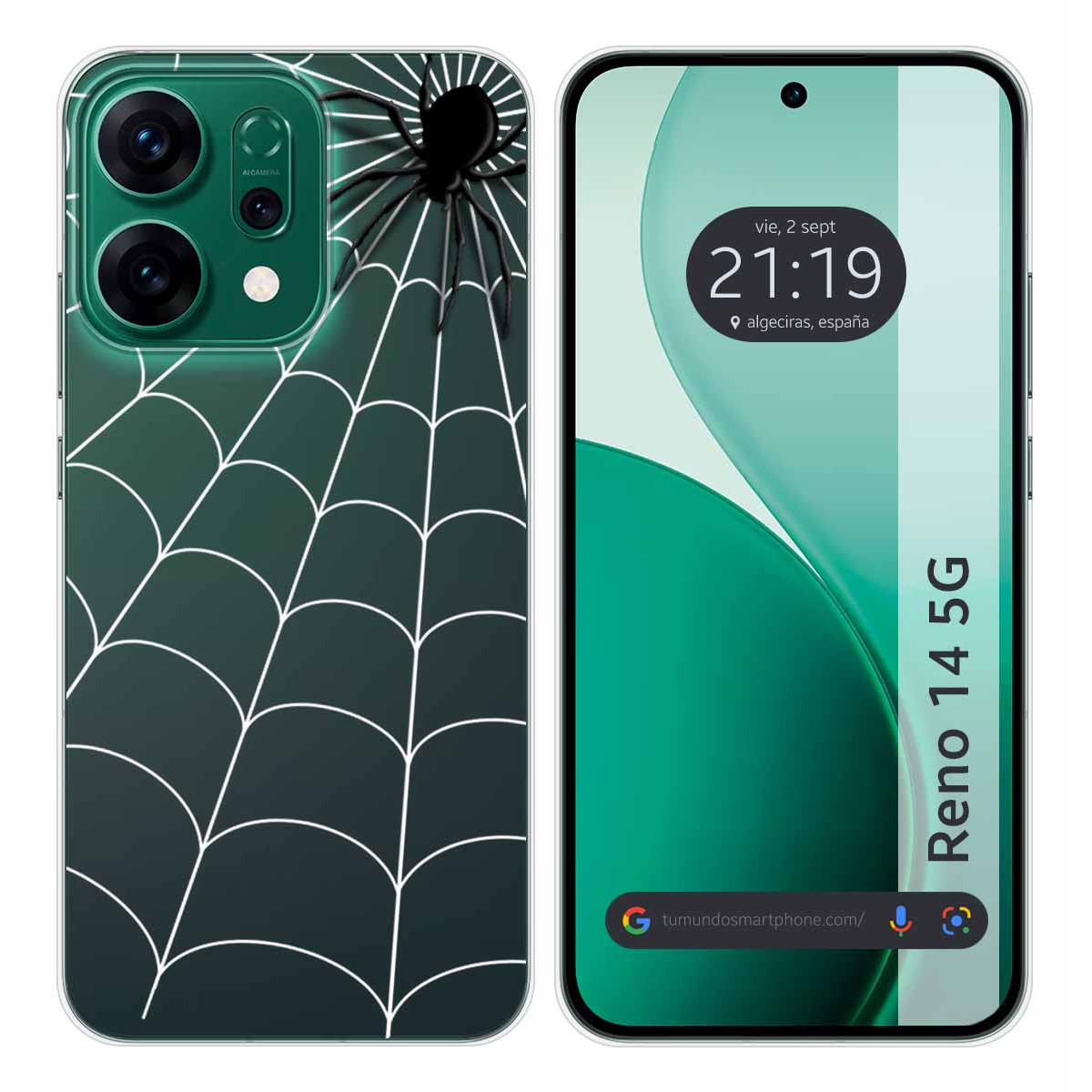 Funda Silicona Transparente para Oppo Reno 14 5G diseño Araña Dibujos
