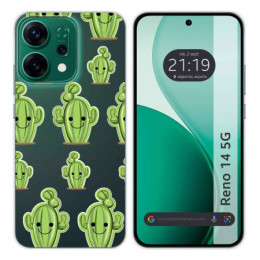 Funda Silicona Transparente para Oppo Reno 14 5G diseño Cactus Dibujos