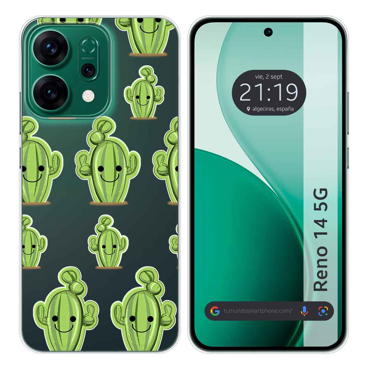 Funda Silicona Transparente para Oppo Reno 14 5G diseño Cactus Dibujos