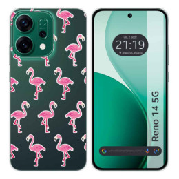 Funda Silicona Transparente para Oppo Reno 14 5G diseño Flamenco Dibujos