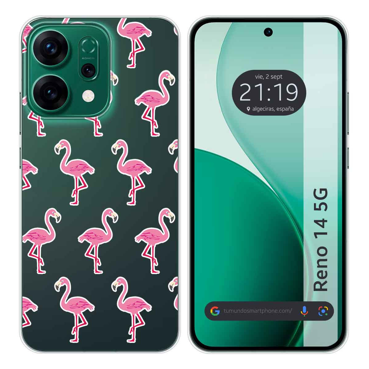 Funda Silicona Transparente para Oppo Reno 14 5G diseño Flamenco Dibujos