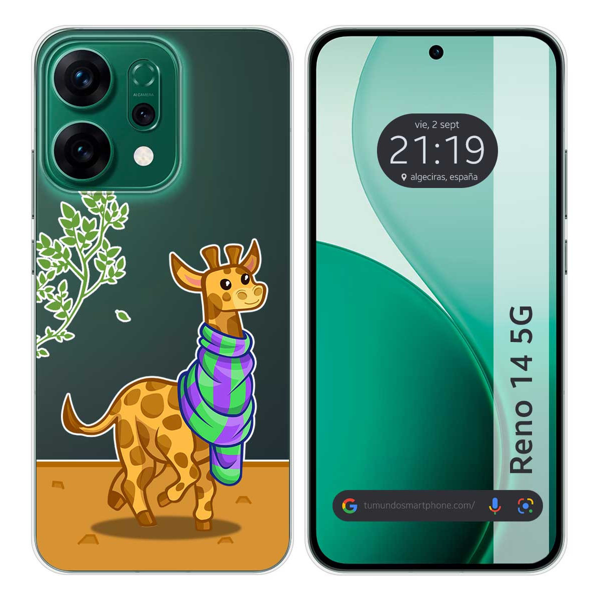 Funda Silicona Transparente para Oppo Reno 14 5G diseño Jirafa Dibujos