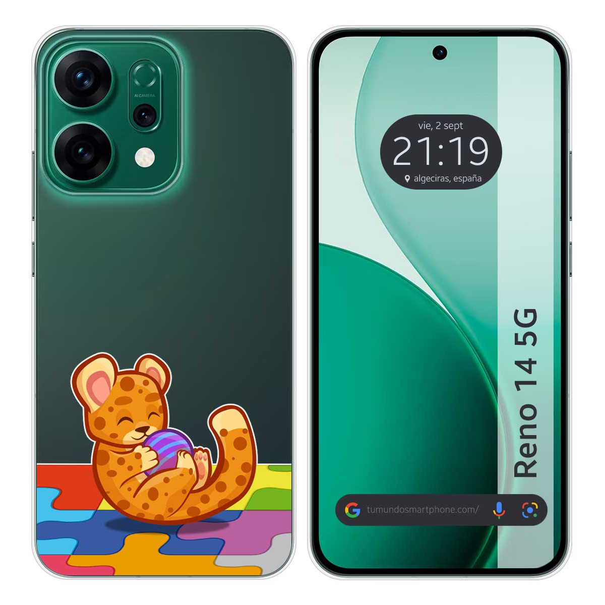 Funda Silicona Transparente para Oppo Reno 14 5G diseño Leopardo Dibujos
