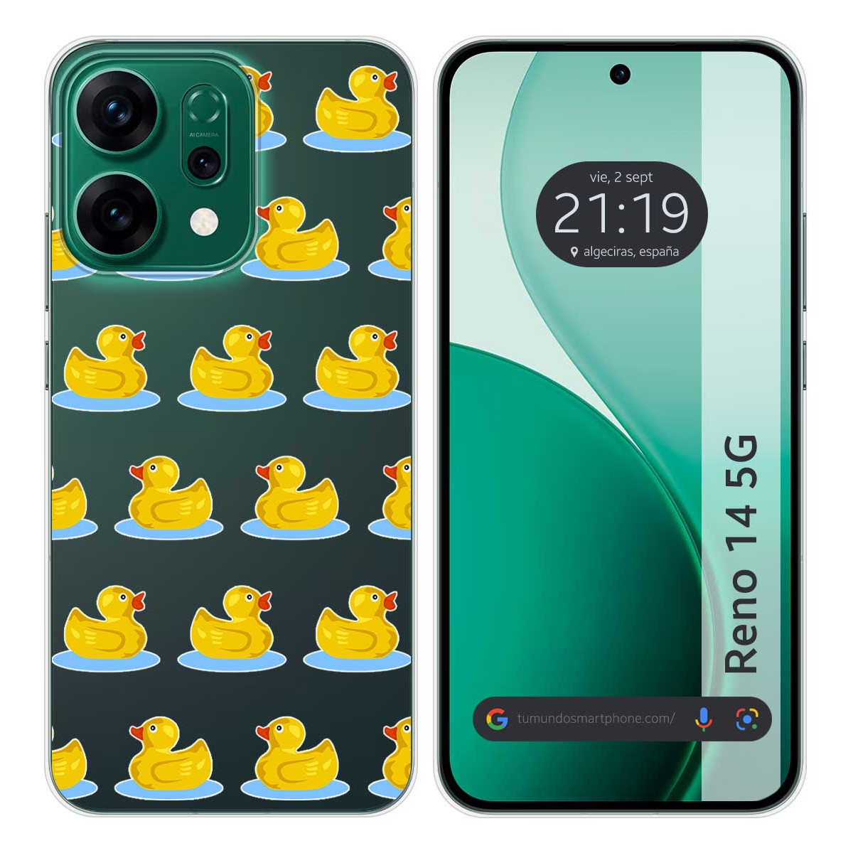Funda Silicona Transparente para Oppo Reno 14 5G diseño Pato Dibujos