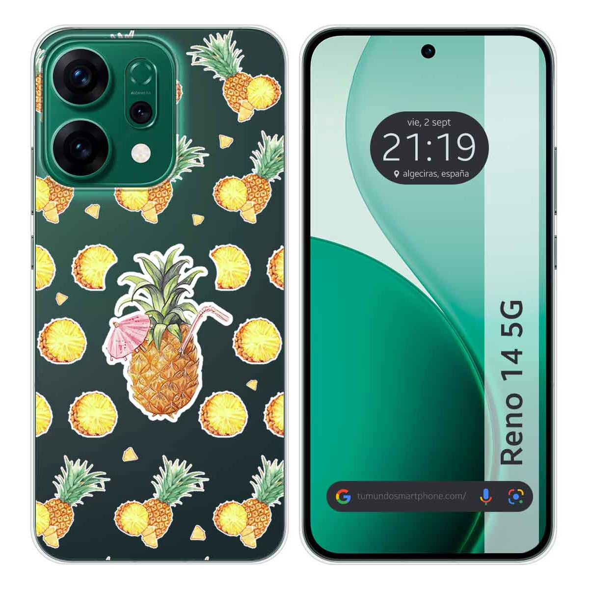Funda Silicona Transparente para Oppo Reno 14 5G diseño Piña Dibujos