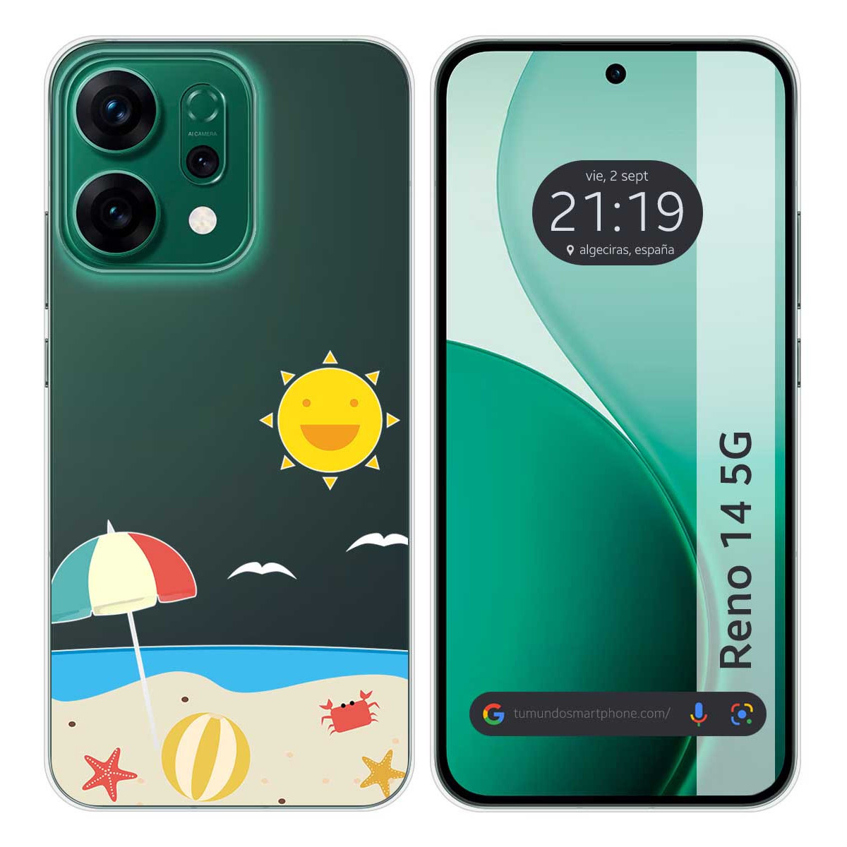 Funda Silicona Transparente para Oppo Reno 14 5G diseño Playa Dibujos