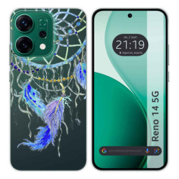 Funda Silicona Transparente para Oppo Reno 14 5G diseño Plumas Dibujos