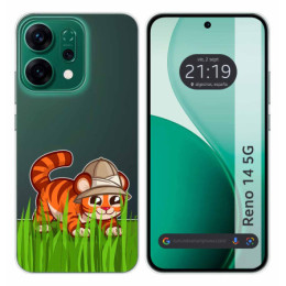 Funda Silicona Transparente para Oppo Reno 14 5G diseño Tigre Dibujos