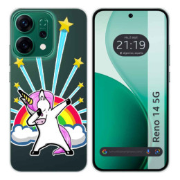 Funda Silicona Transparente para Oppo Reno 14 5G diseño Unicornio Dibujos