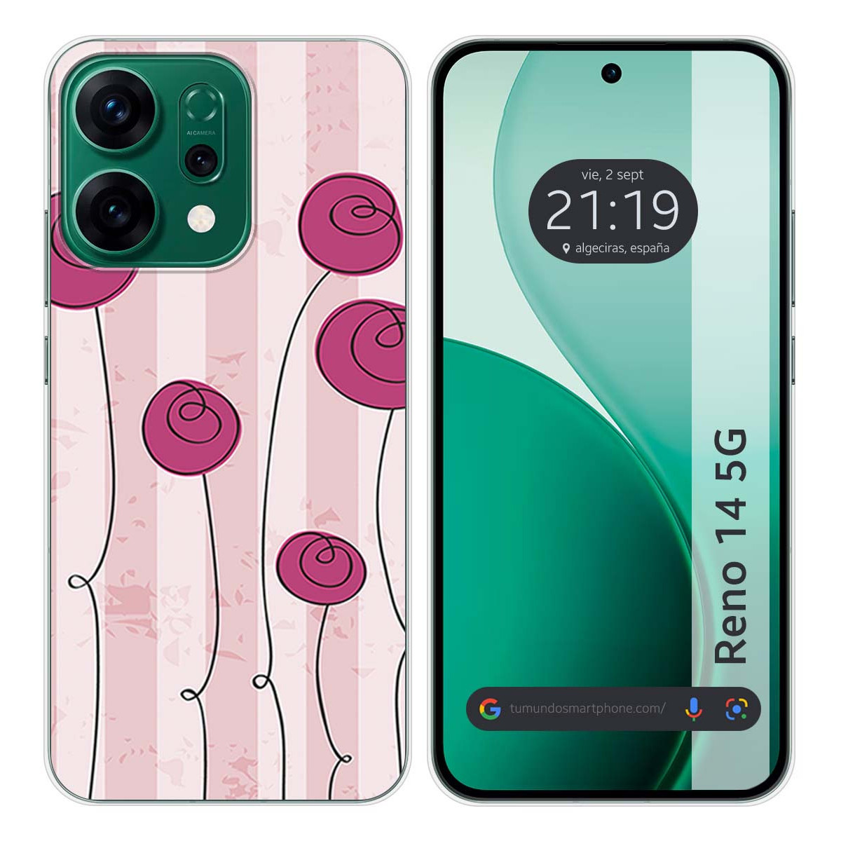 Funda Silicona para Oppo Reno 14 5G diseño Flores Vintage Dibujos
