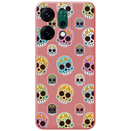 Funda Silicona Líquida Rosa para Oppo Reno 14 5G diseño Catrina Dibujos