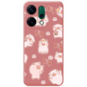 Funda Silicona Líquida Rosa para Oppo Reno 14 5G diseño Cerdos Dibujos
