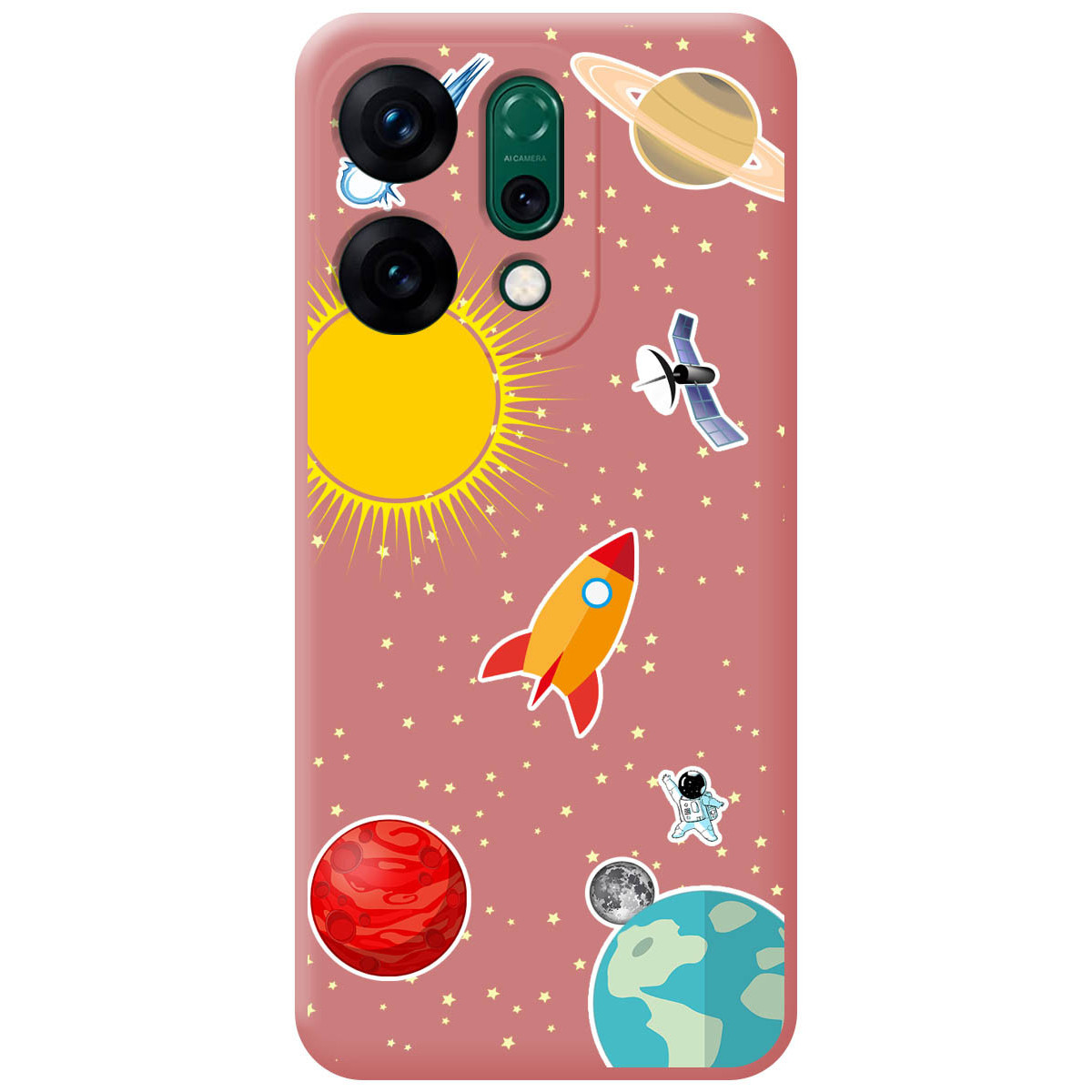 Funda Silicona Líquida Rosa para Oppo Reno 14 5G diseño Espacio Dibujos