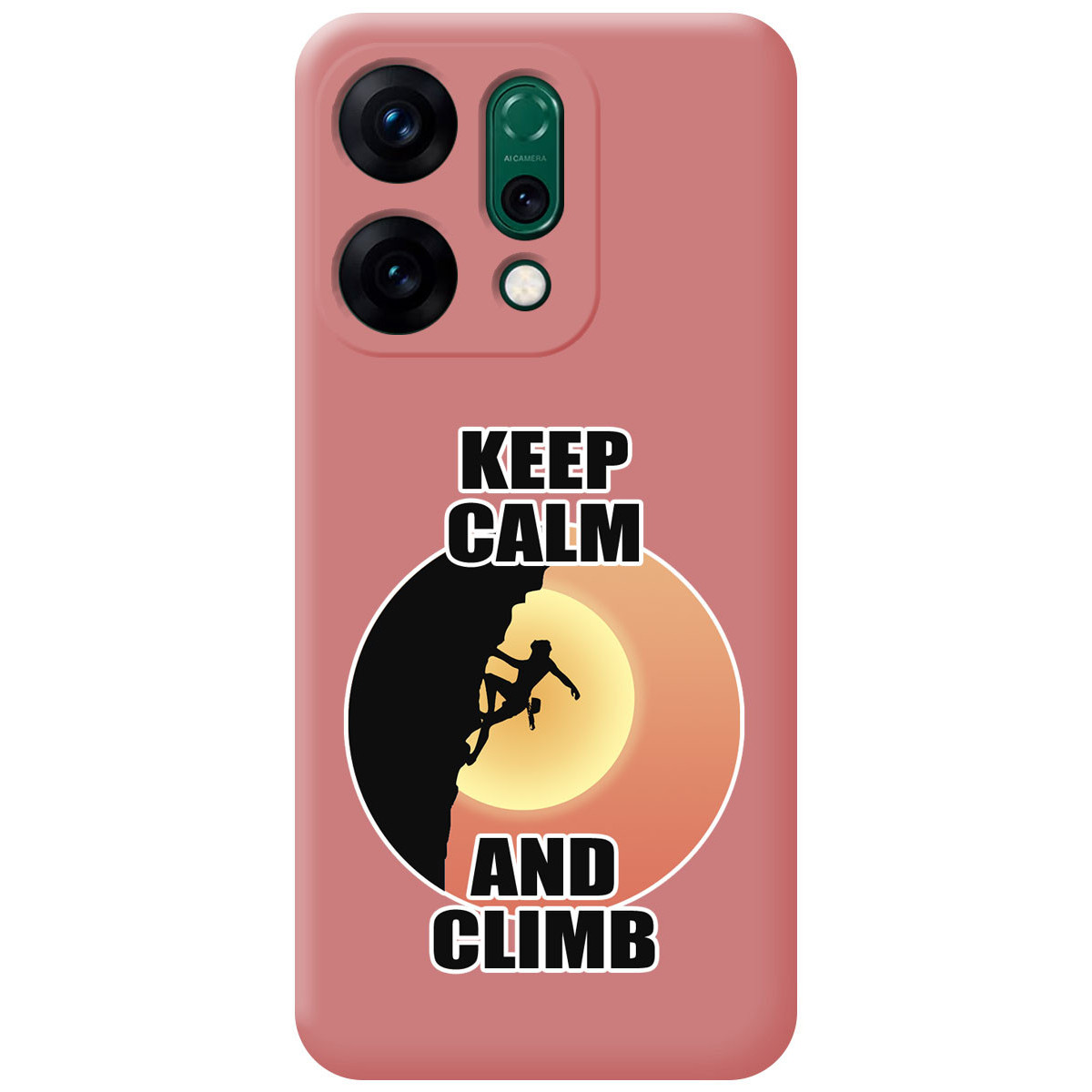 Funda Silicona Líquida Rosa para Oppo Reno 14 5G diseño Mujer Escalada Dibujos