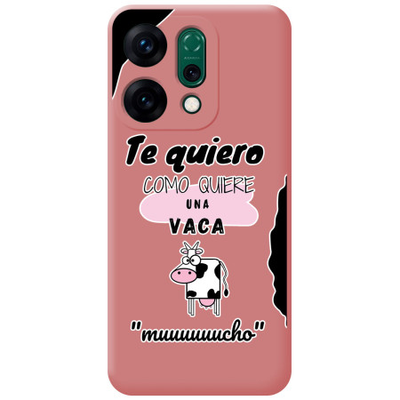 Funda Silicona Líquida Rosa para Oppo Reno 14 5G diseño Vaca Dibujos