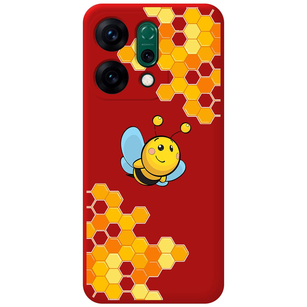 Funda Silicona Líquida Roja para Oppo Reno 14 5G diseño Abeja Dibujos