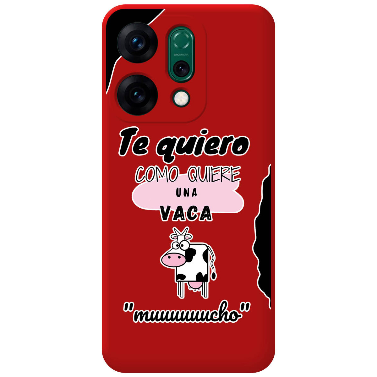 Funda Silicona Líquida Roja para Oppo Reno 14 5G diseño Vaca Dibujos