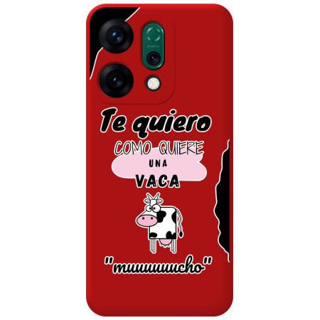 Funda Silicona Líquida Roja para Oppo Reno 14 5G diseño Vaca Dibujos