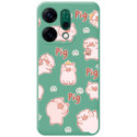 Funda Silicona Líquida Verde para Oppo Reno 14 5G diseño Cerdos Dibujos