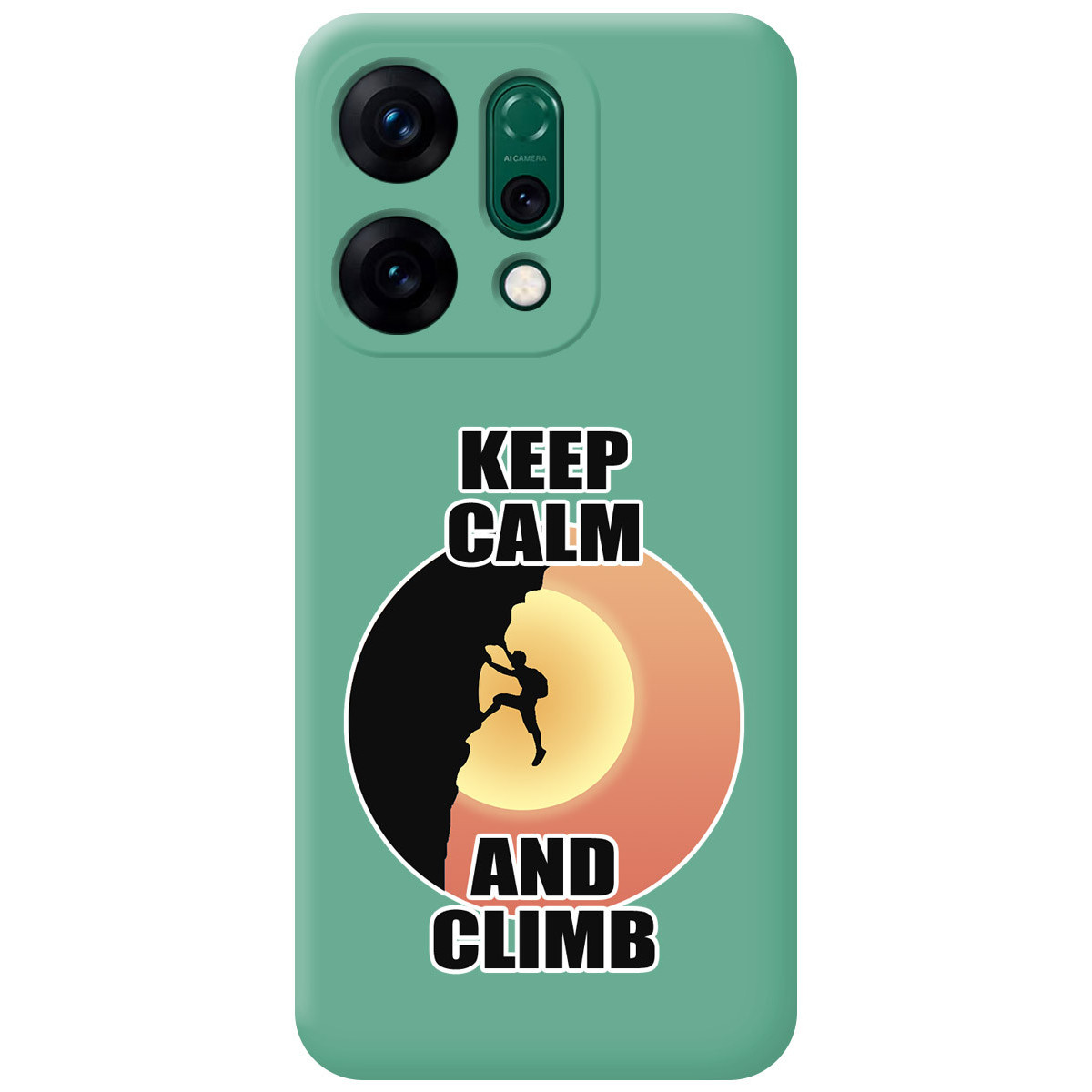 Funda Silicona Líquida Verde para Oppo Reno 14 5G diseño Hombre Escalada Dibujos