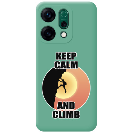 Funda Silicona Líquida Verde para Oppo Reno 14 5G diseño Hombre Escalada Dibujos