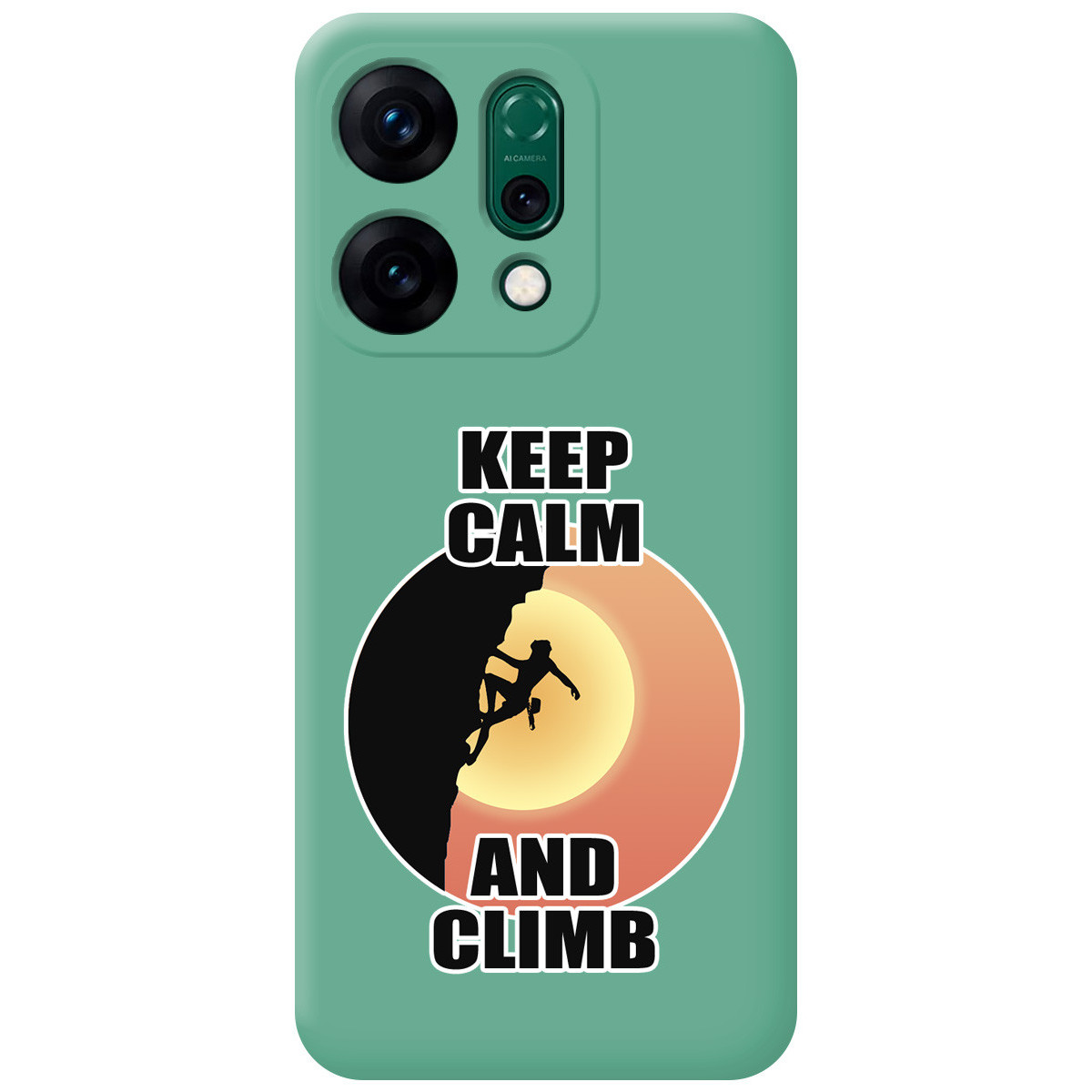 Funda Silicona Líquida Verde para Oppo Reno 14 5G diseño Mujer Escalada Dibujos