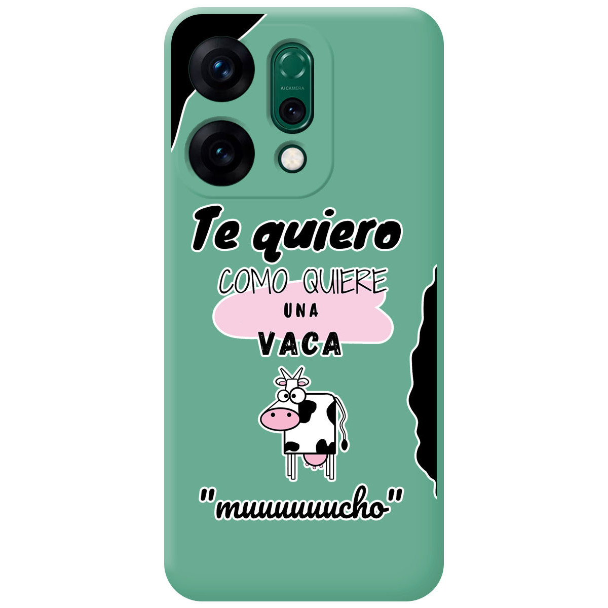 Funda Silicona Líquida Verde para Oppo Reno 14 5G diseño Vaca Dibujos